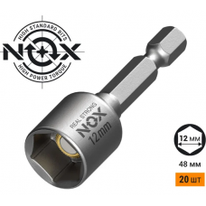 Головка торцевая NOX магнитная 12х48мм, ПВХ NUT SETTER 20 шт/уп.